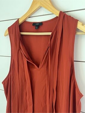 J. Crew Rust Red Draped V-Neck Sleeveless Top quiet luxury